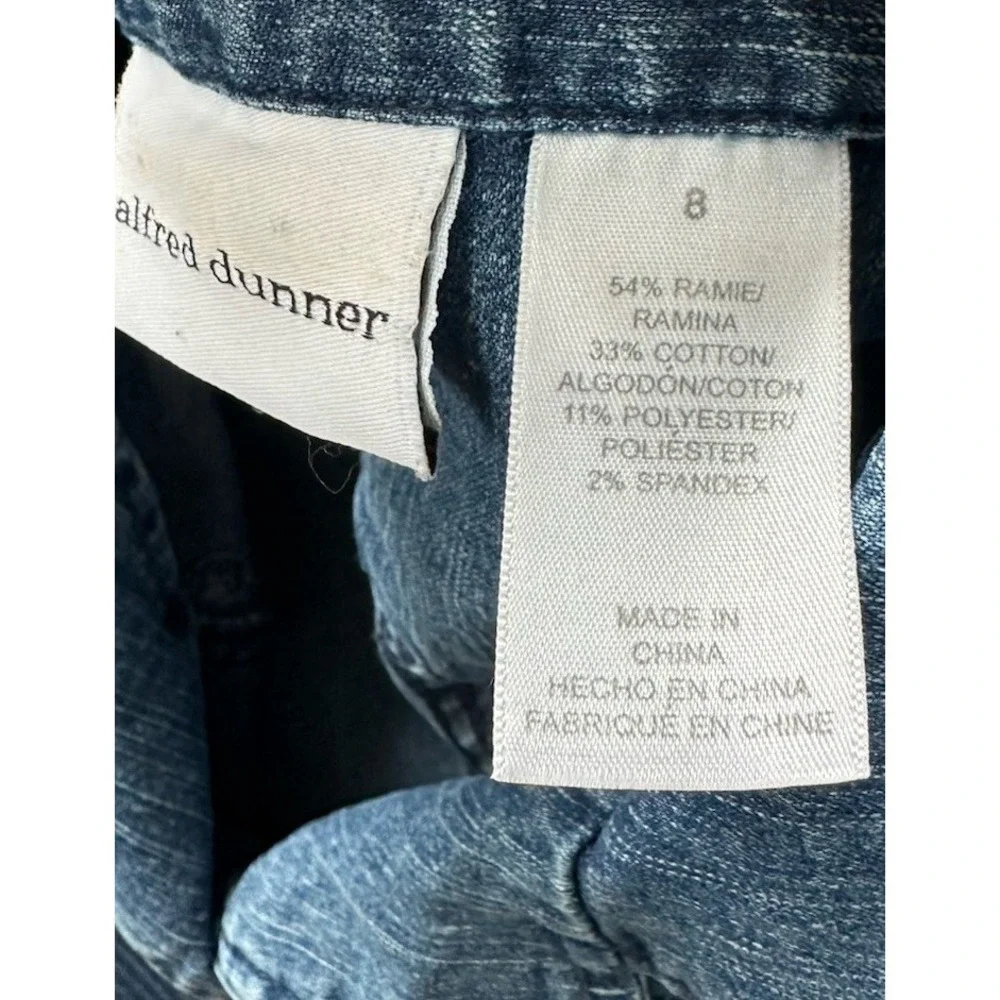 Alfred Dunner Vest Women 8 Blue Denim Button Up Embroidered Boho Hippie Western‎